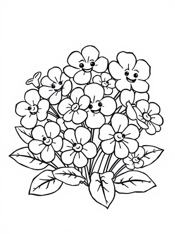 smiling primroses coloring page