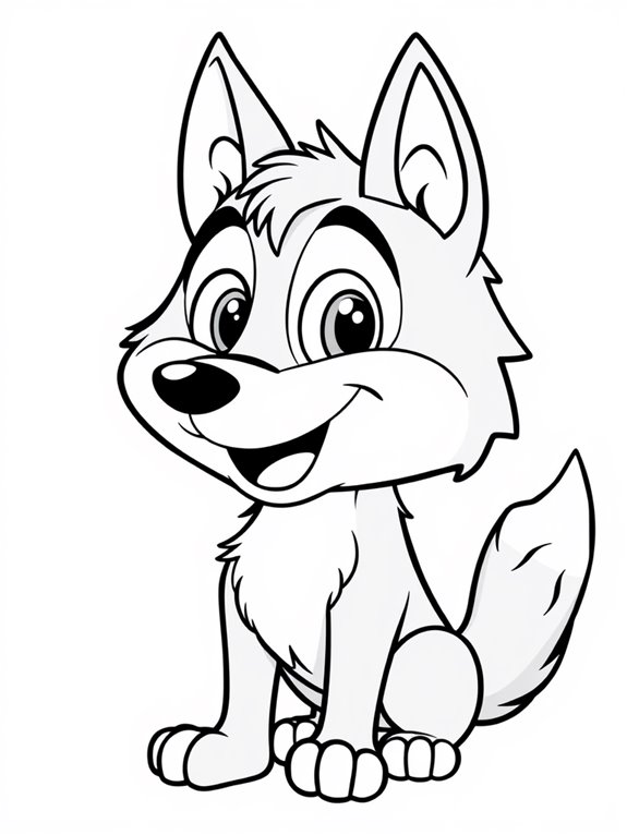 smiling wolf coloring page