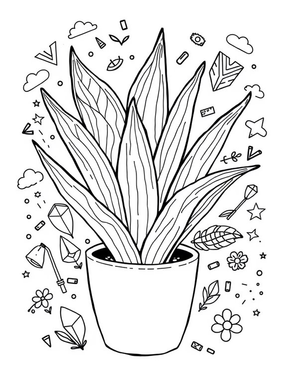 snake plant coloring page