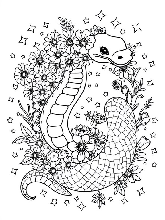 snake with floral stars