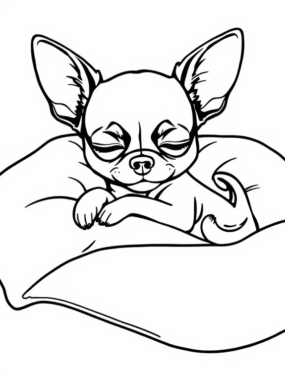 snoozing chihuahua on pillow