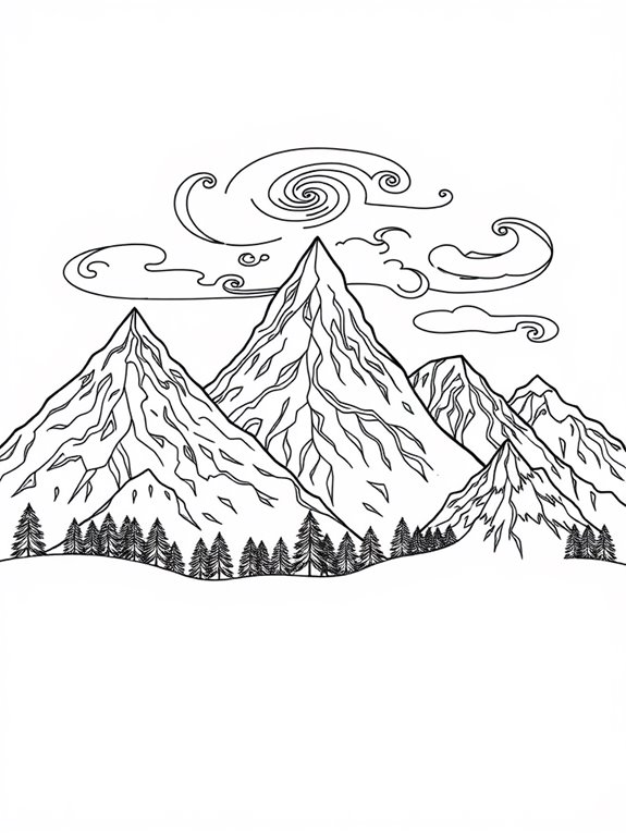 snowy mountain coloring page