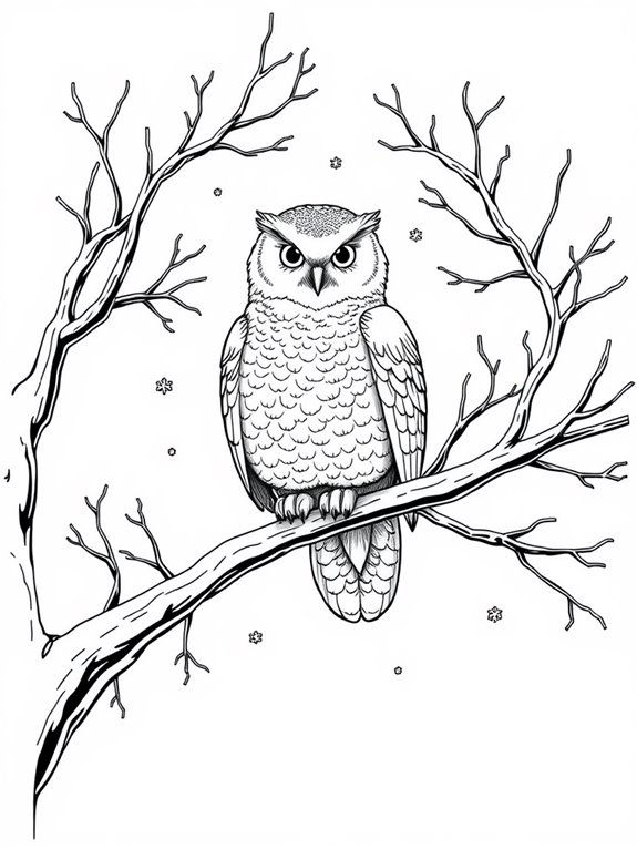 snowy owl winter trees