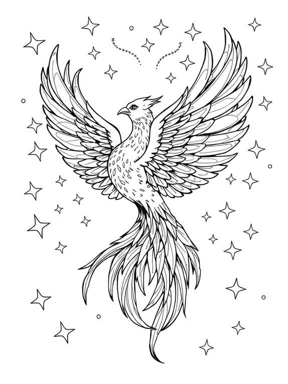 sparkly sky phoenix coloring