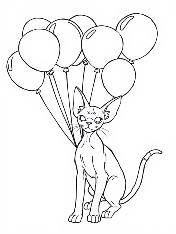 sphynx cat with balloons