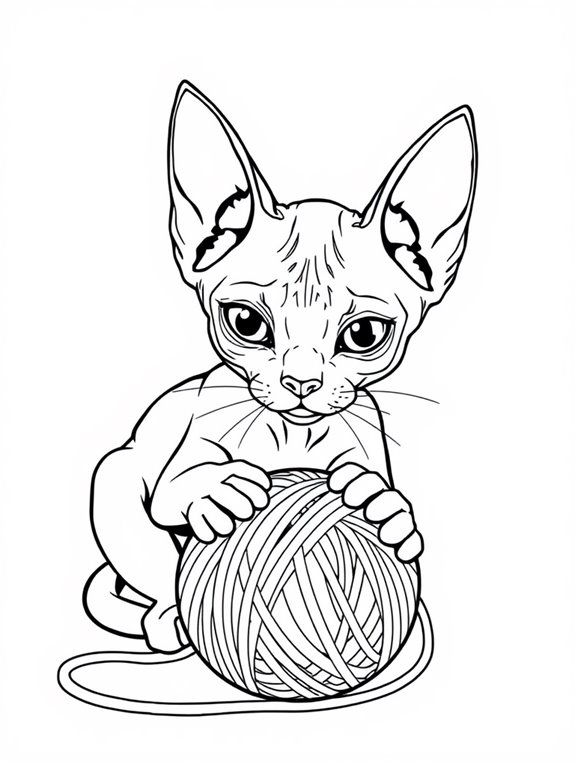 sphynx cat yarn play