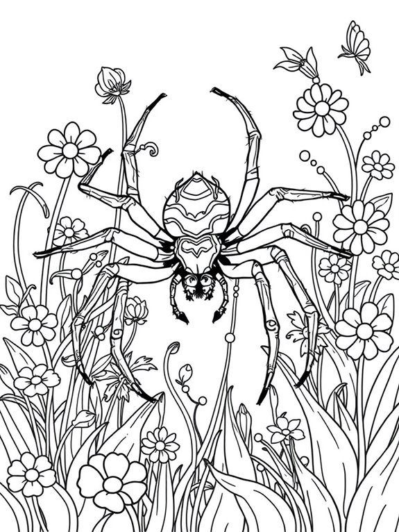 spider in garden scene