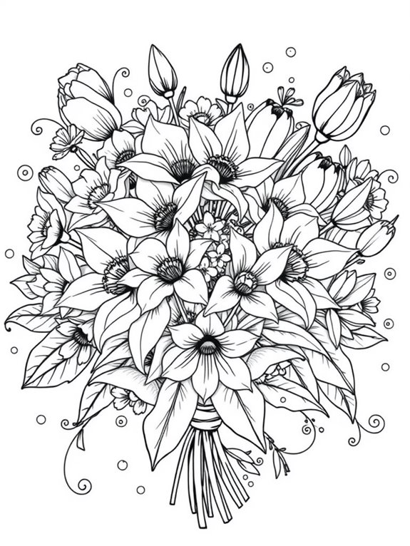 spring flower bouquet coloring