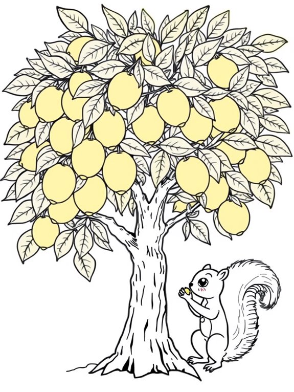 squirrel playing by lemons