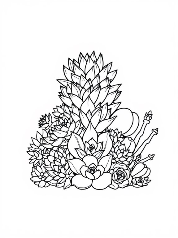 stacked succulent plants illustration