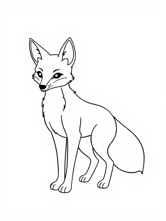 standing fox coloring page