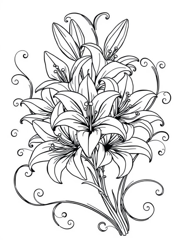 stylized lily coloring page