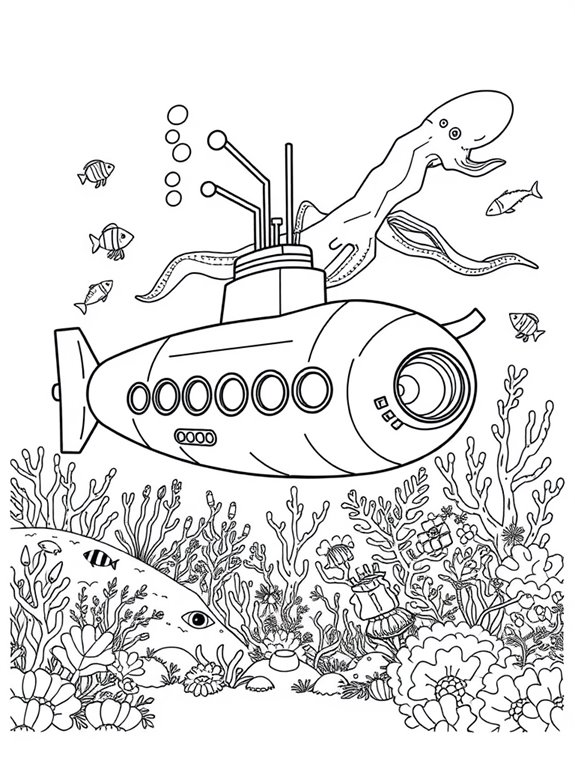 submarine coloring page design