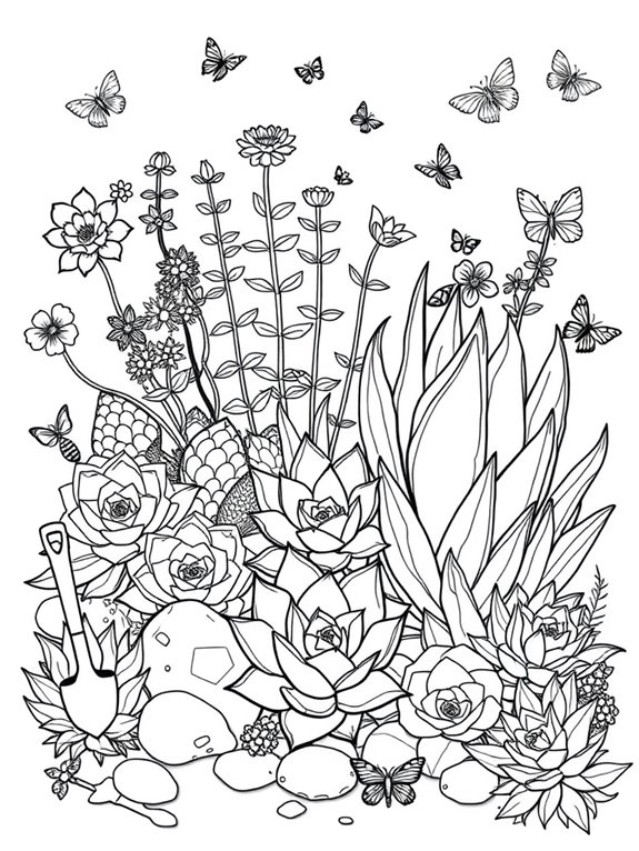 succulent themed coloring page