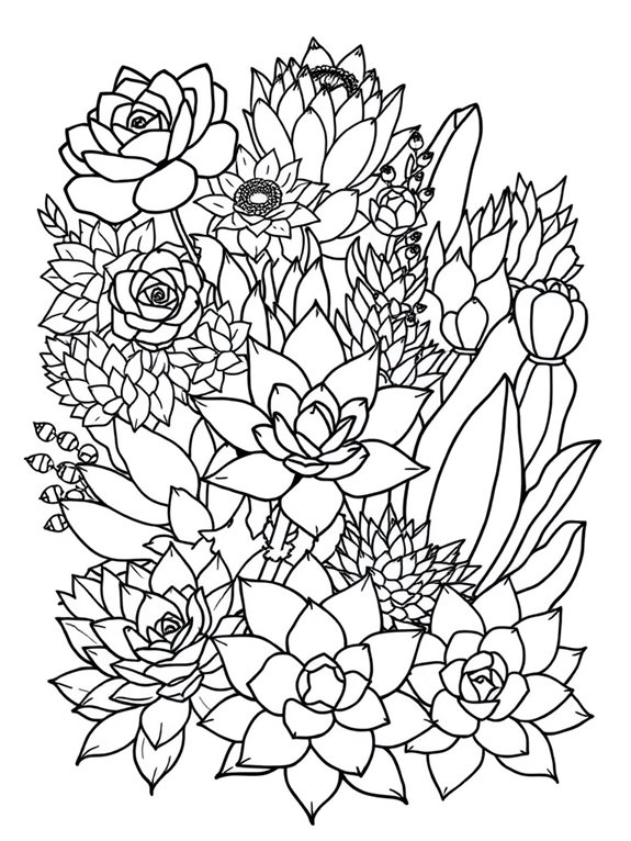 succulents coloring page design