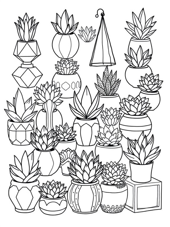 succulents in decorative pots