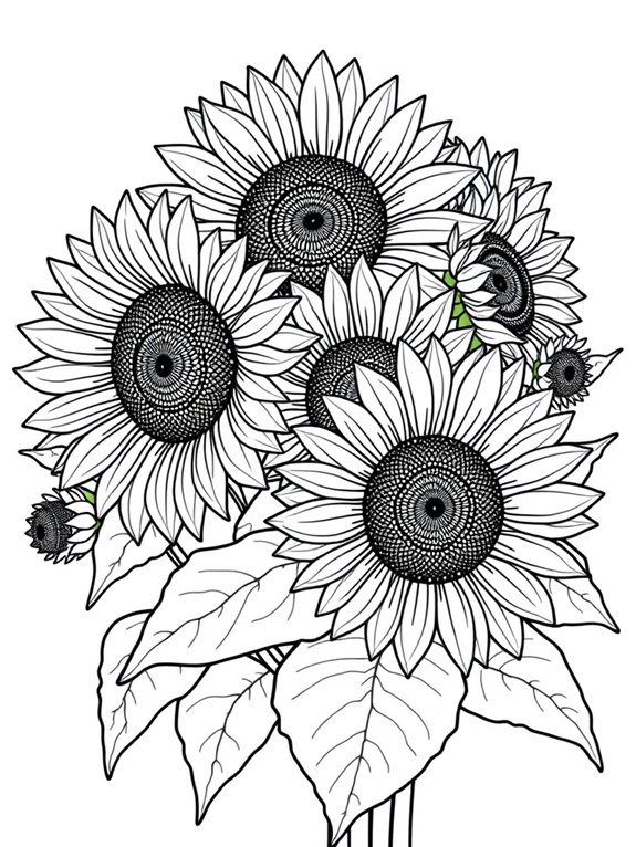 sunflower coloring page design