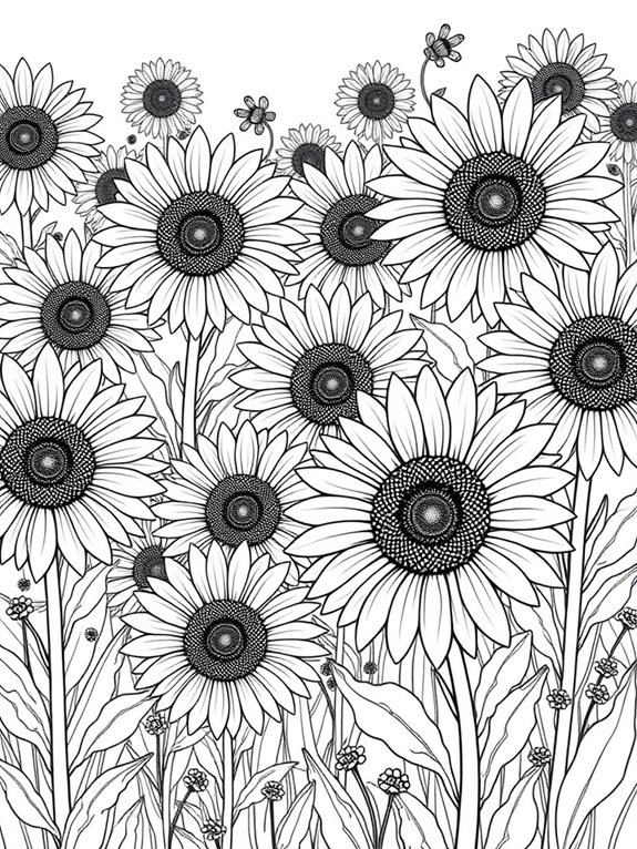 sunflower field coloring page