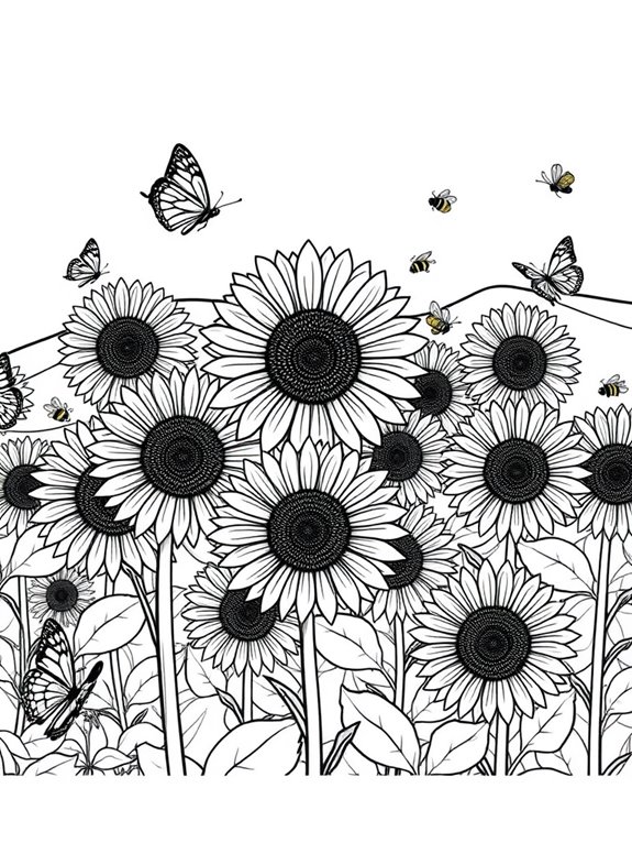 sunflower garden coloring page