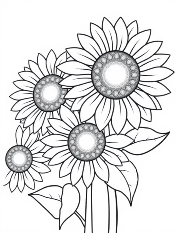 sunflowers coloring page activity