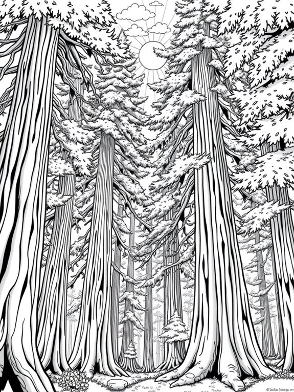 sunlit redwood grove scene