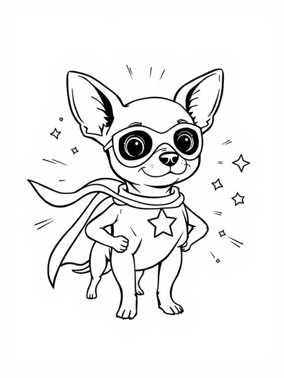 superhero chihuahua coloring page