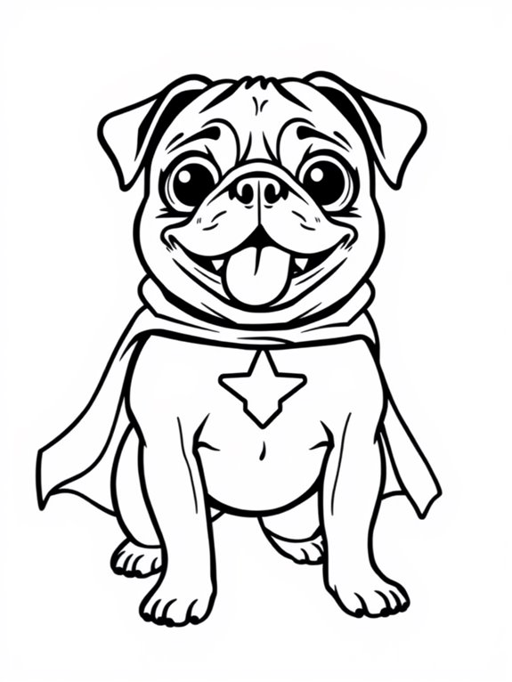 superhero pug coloring page