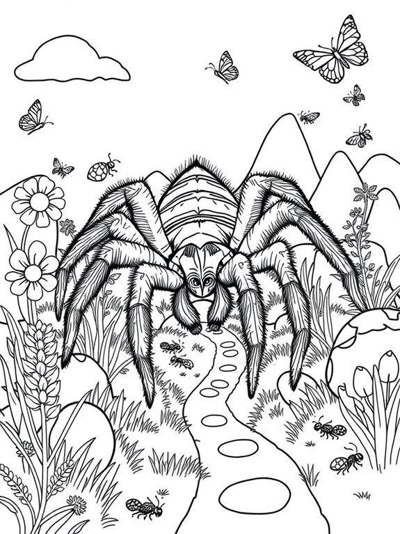 tarantula in vibrant landscape