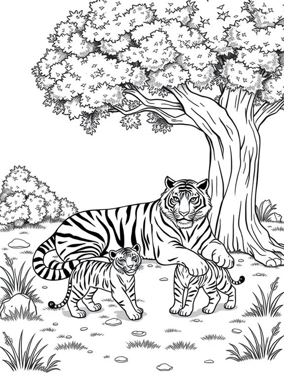 tiger family coloring page