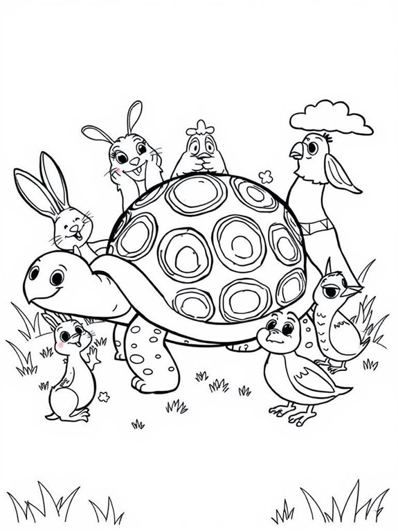 tortoise and friends coloring