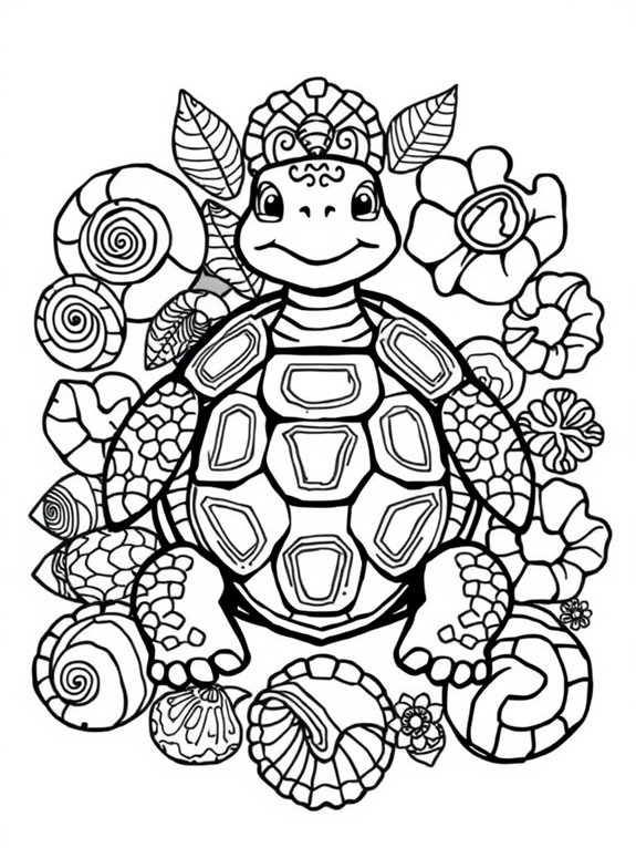 tortoise surrounded by shells