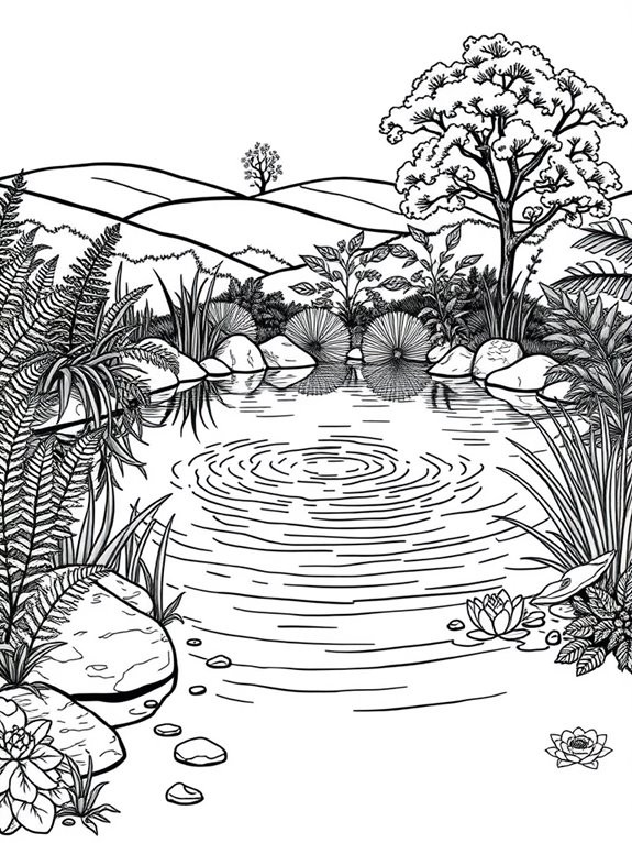 tranquil water pond oasis