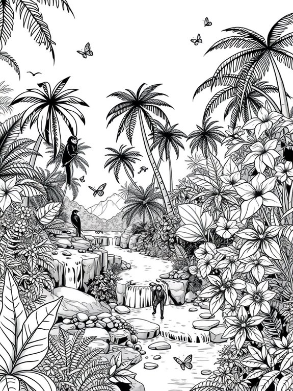 tropical forest coloring page