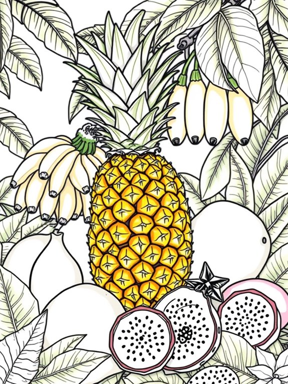 tropical forest fruits illustration