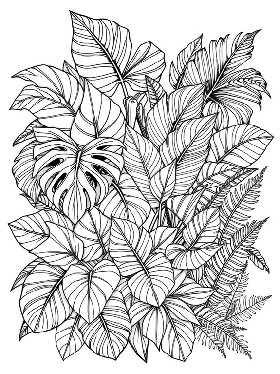 tropical forest leaves illustration