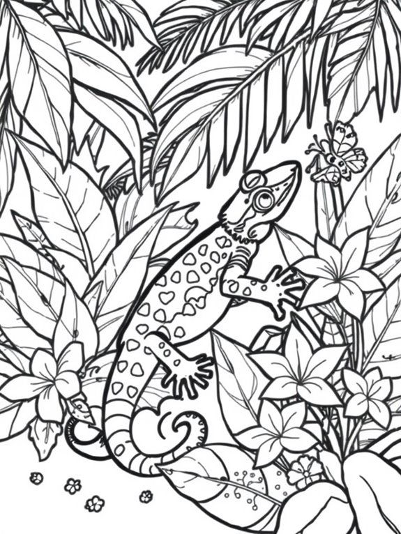 tropical gecko coloring page