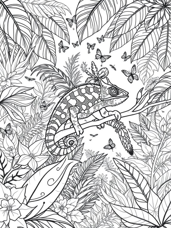 tropical jungle chameleon coloring