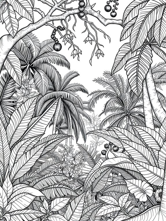 tropical rainforest tree illustration