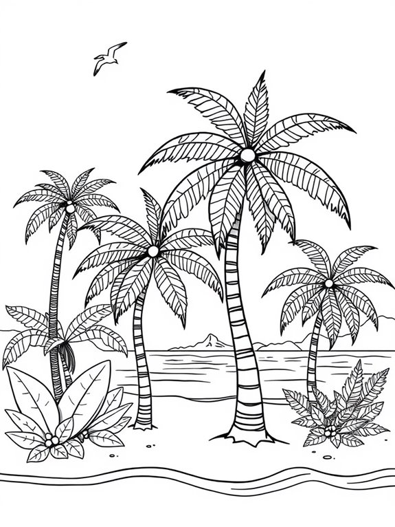 tropical scene coloring page