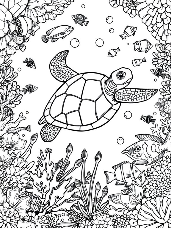 tropical sea turtle coloring