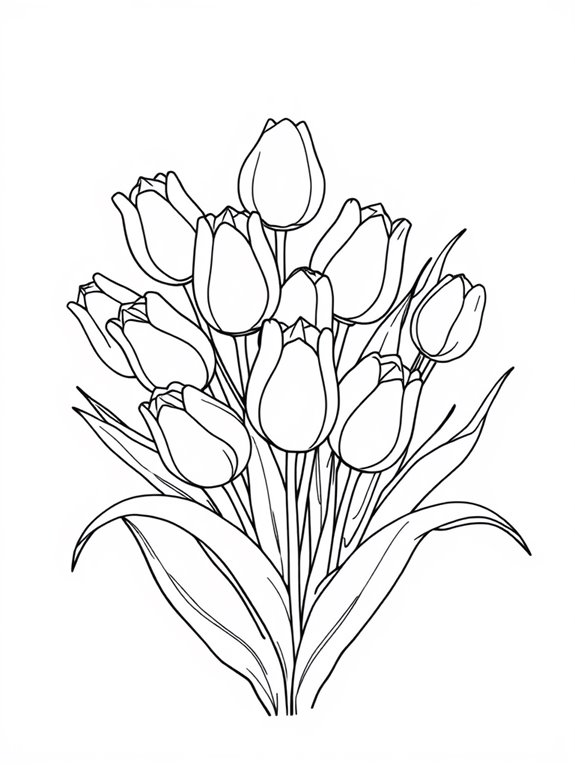 tulip bouquet coloring page