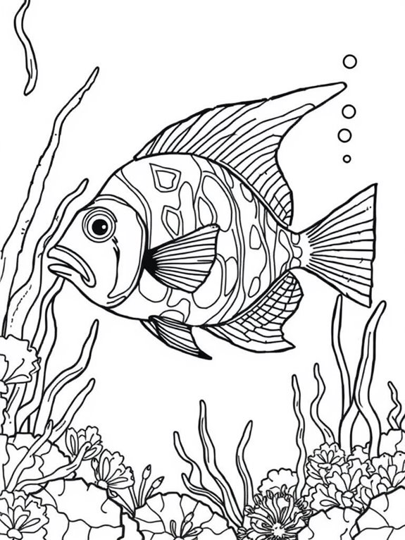 underwater angelfish coloring page