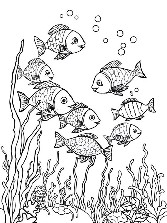 underwater fish school coloring