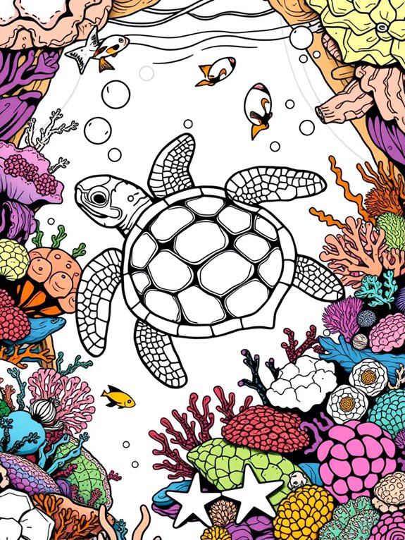 underwater sea turtle scene