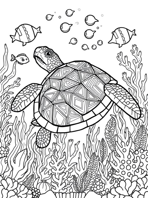 underwater tortoise coloring fun