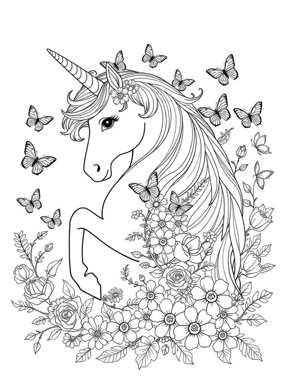 unicorn surrounded by butterflies