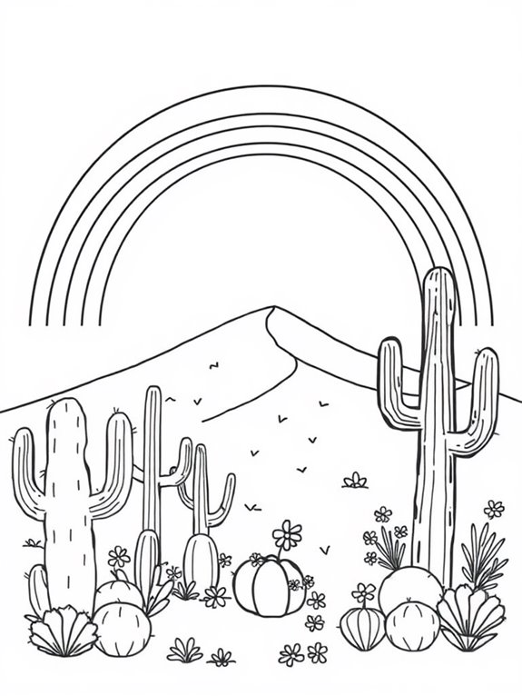 vibrant desert themed coloring page