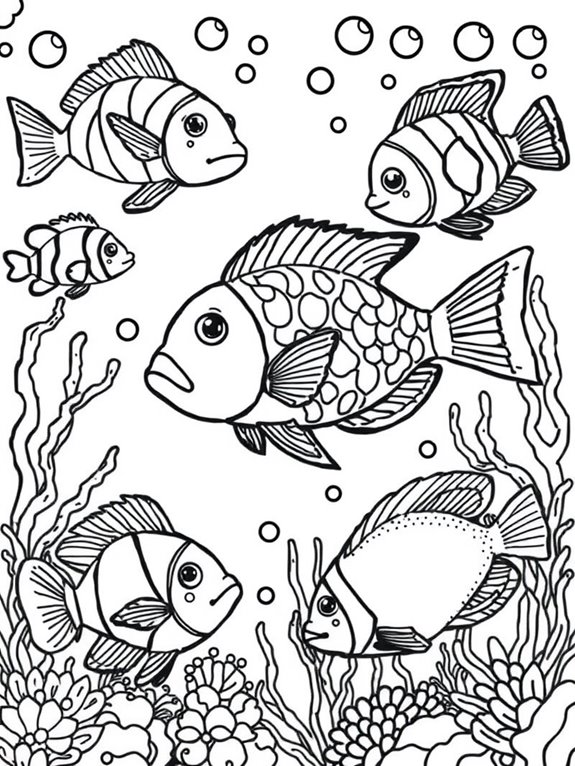 vibrant fish coloring page