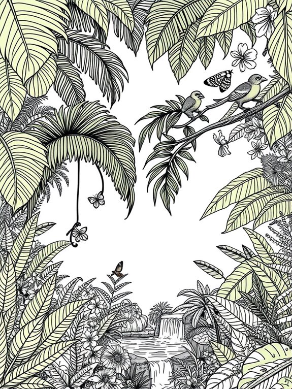 vibrant jungle coloring page