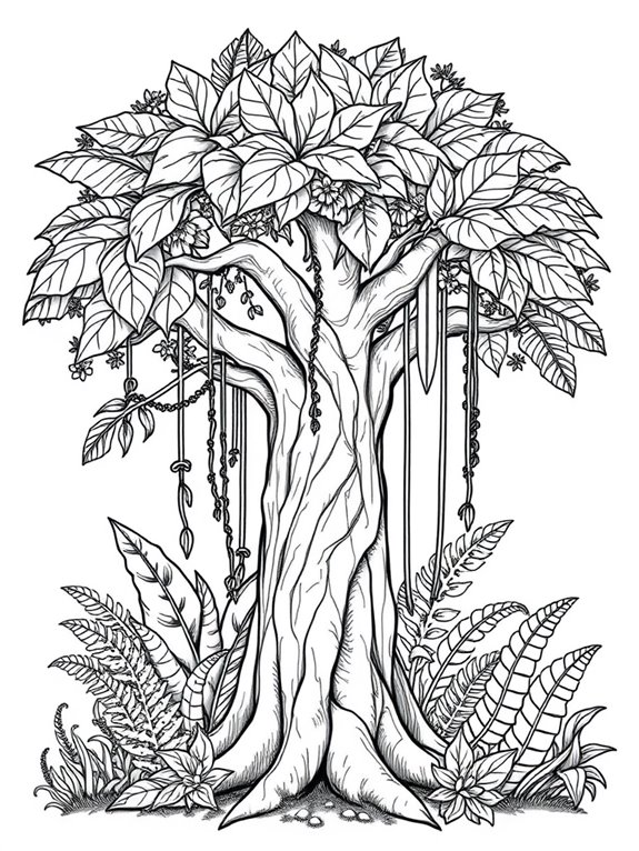 vibrant rainforest tree illustration